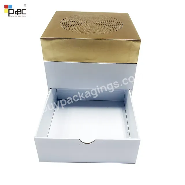 3-layer Boutique Fashion Cosmetic Box Gold Pet Paper Laser Cutting