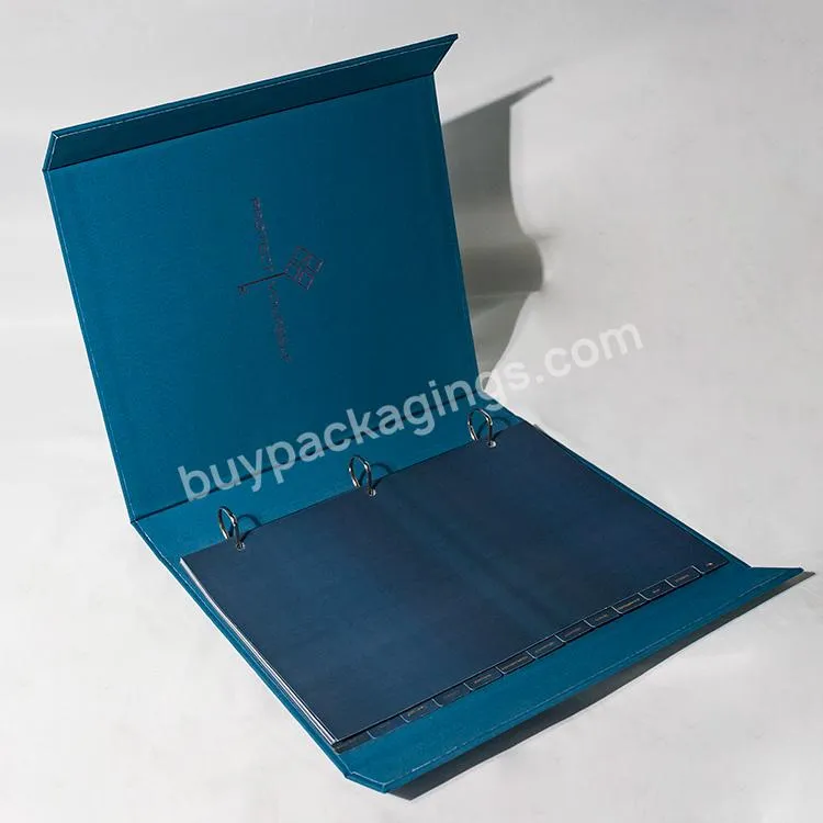 3 Ring Fabric Swatch Card Binder Wholesale Cloth Binder With Printed Inner Divider Tab Pages