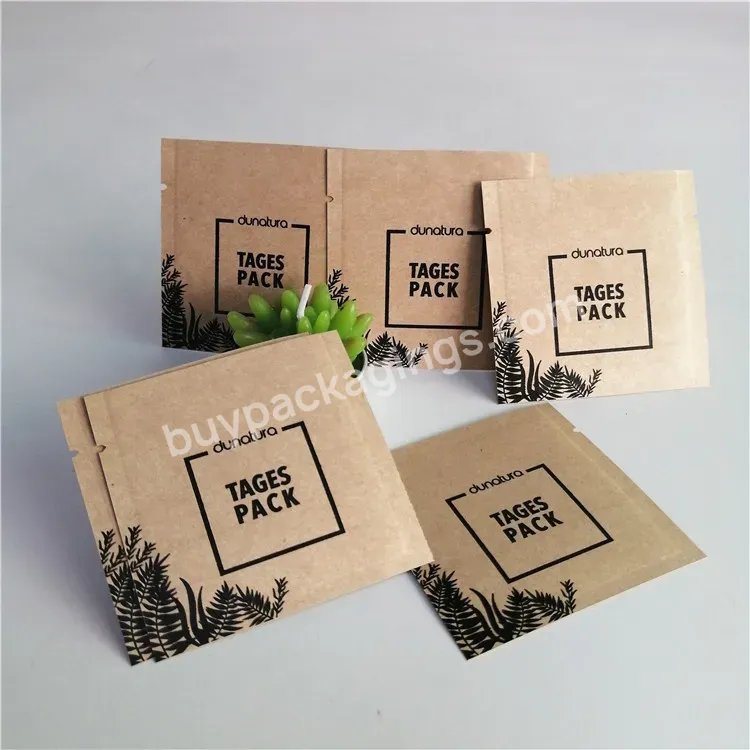 3 Side Seal Pouch Sachet With Resealable Zipper For Coffee Tea Powder Sample Packet / Craft Paper Bio Degradable Plastic Bag