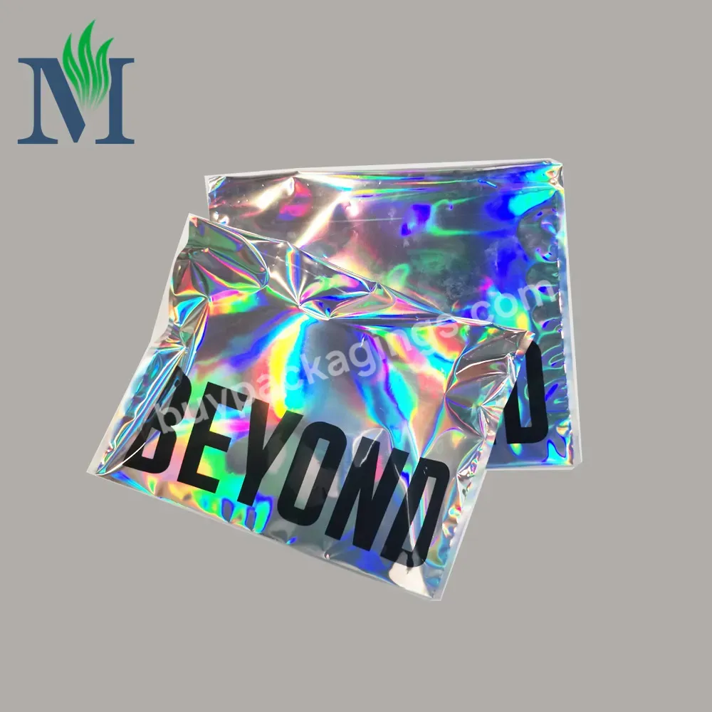 3 Sides Seal Zipper Self-adhesive Bag Three Sides Sealed Holographic Packaging Mylar Bags For Clothes Underwear Socks Shipping