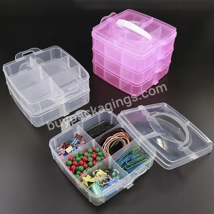 3-tier Demountable Art Nail Packaging Case Demountable Plastic Packaging Jewelry Compartmented Storage Boxes