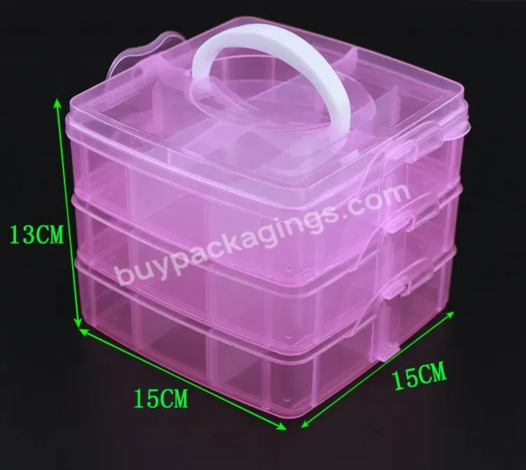 3-tier Demountable Art Nail Packaging Case Demountable Plastic Packaging Jewelry Compartmented Storage Boxes