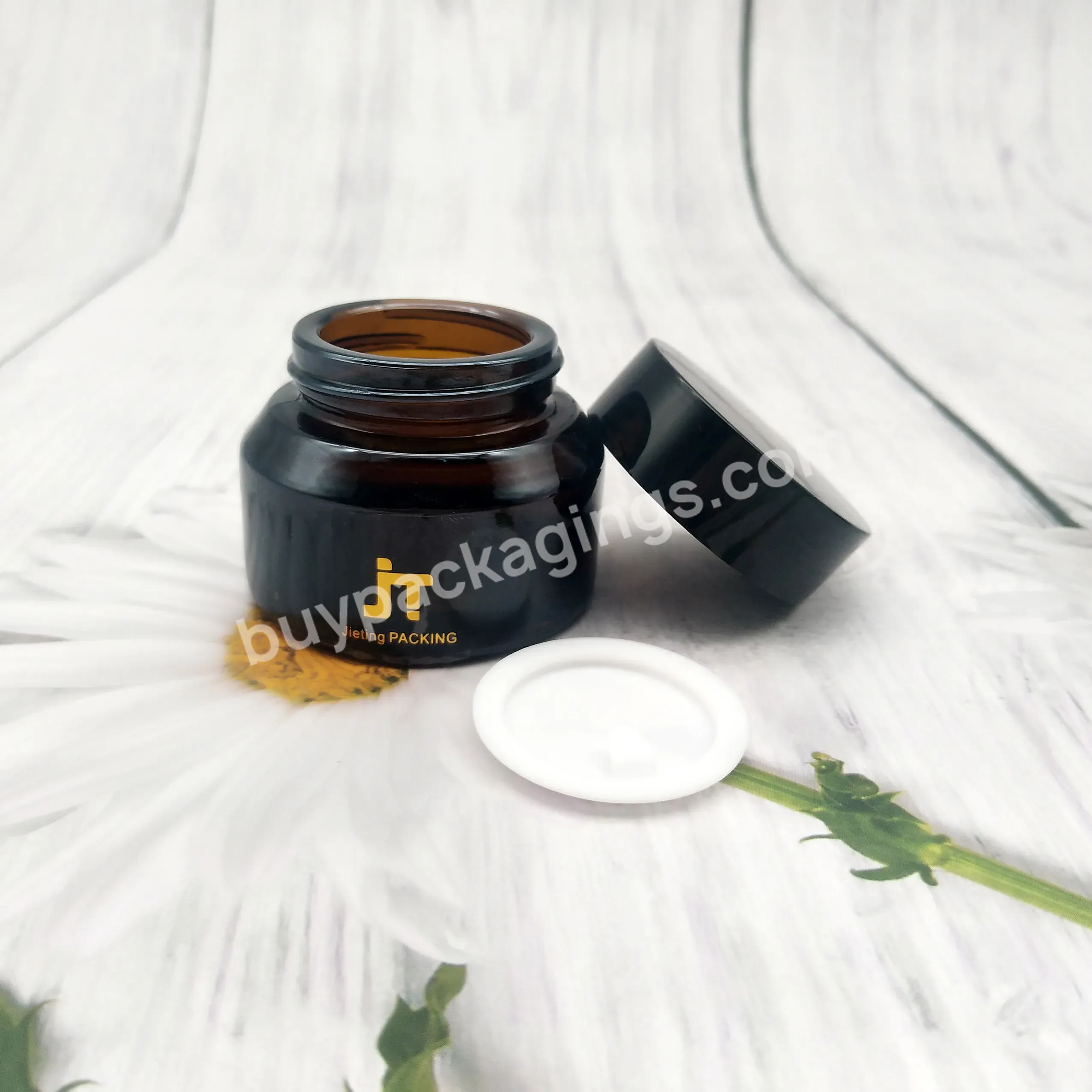 30 Ml 50 80g Empty Cylinder Skin Care Cosmetics Bottles And Jars Eye Gel Glass Round Cream White Jars With Black Lids