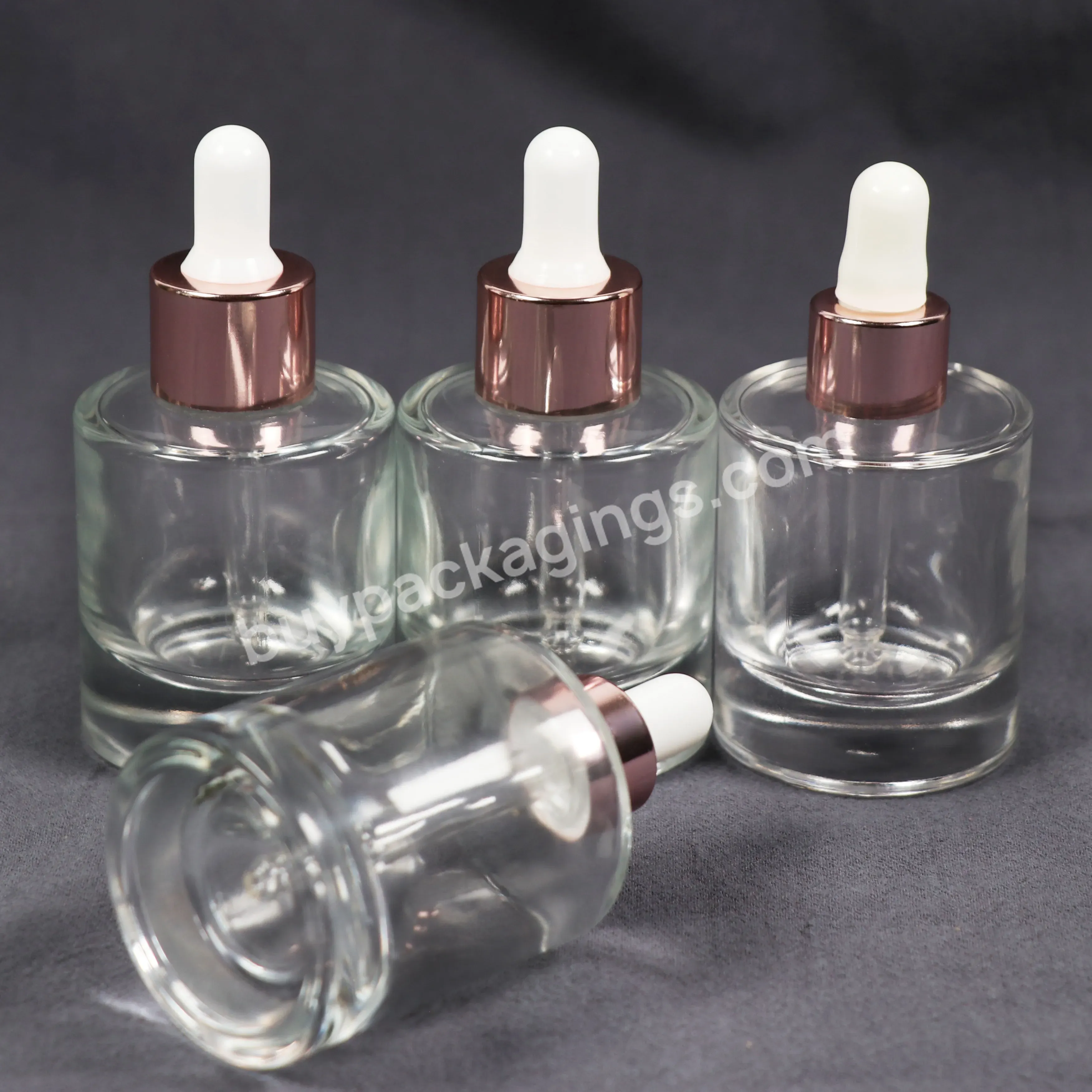 30 Ml 50 Ml Reusable Flat Shoulder Round Thick Bottom Glass Dropper Bottle