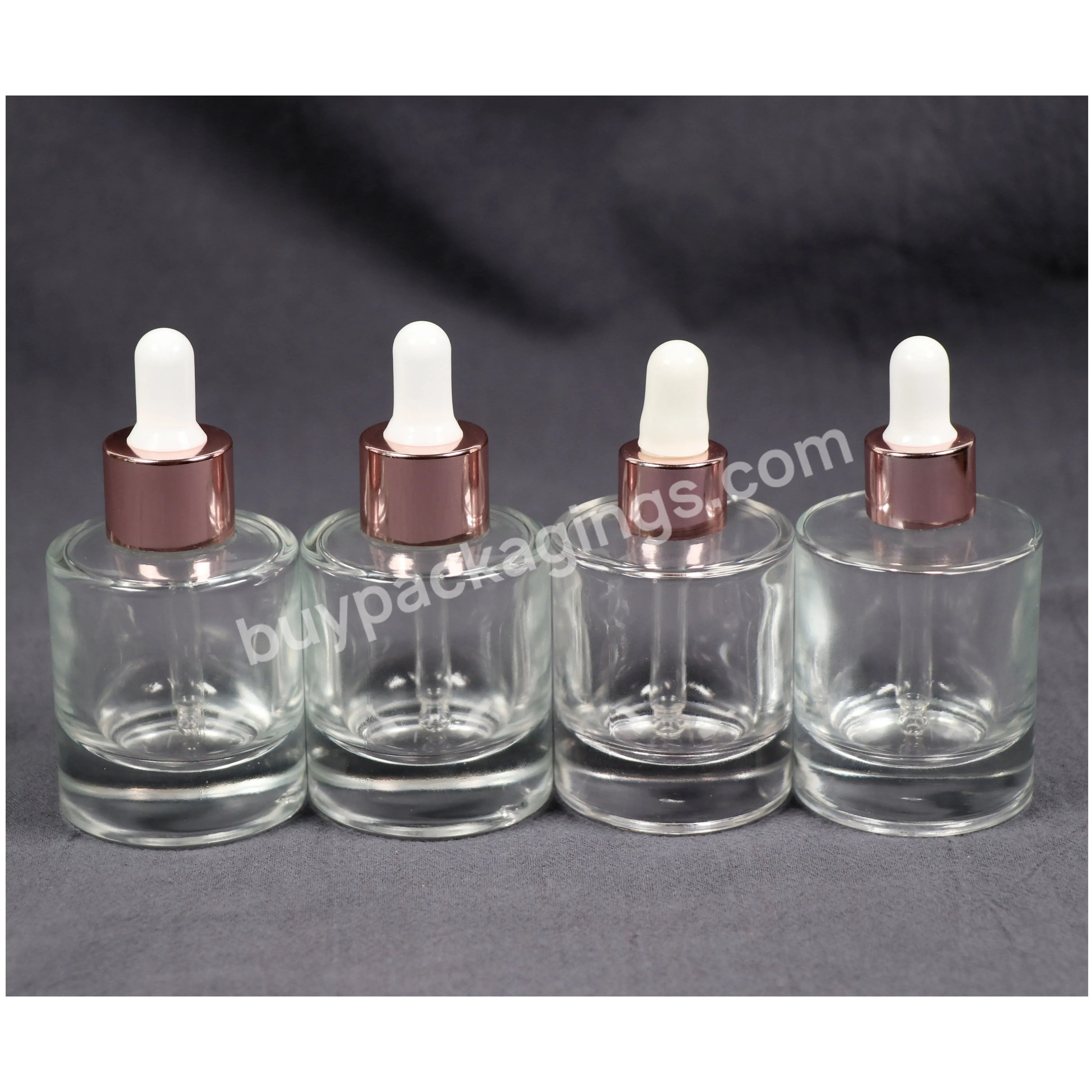 30 Ml 50 Ml Reusable Flat Shoulder Round Thick Bottom Glass Dropper Bottle