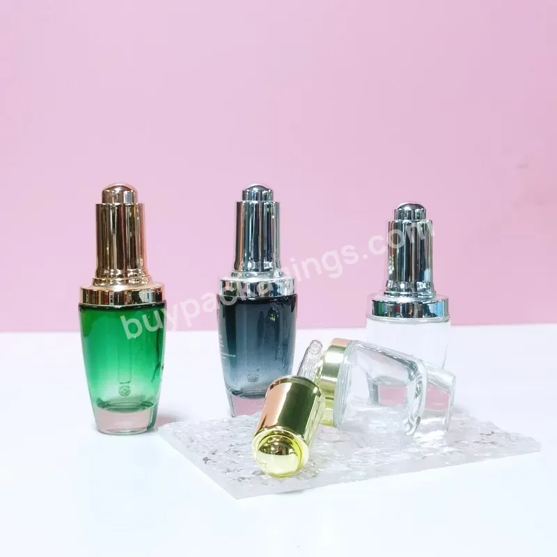 30 Ml 50 Ml Transparent Elite Fluid Golden Silver Shoulder Cover Glass Packaging Glass Dropper Bottle