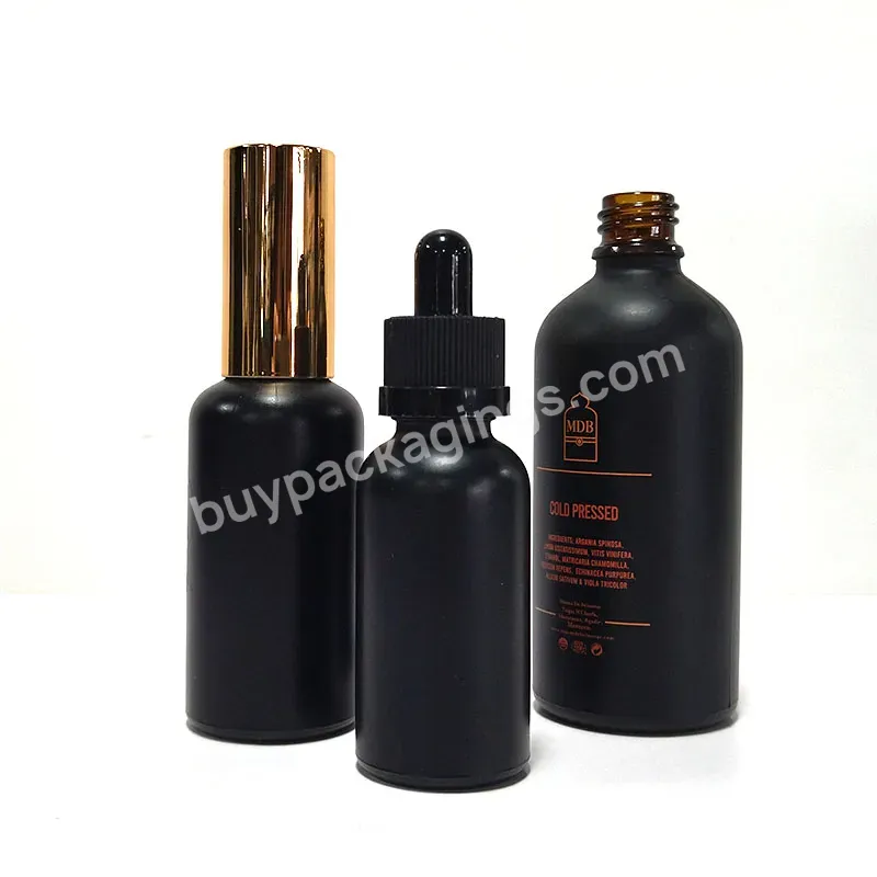 30 Ml Matte Black Empty Essential Oil Bottle Round Glass Hair Oil Dropper Bottles 1 Oz With Black Dropper Lids