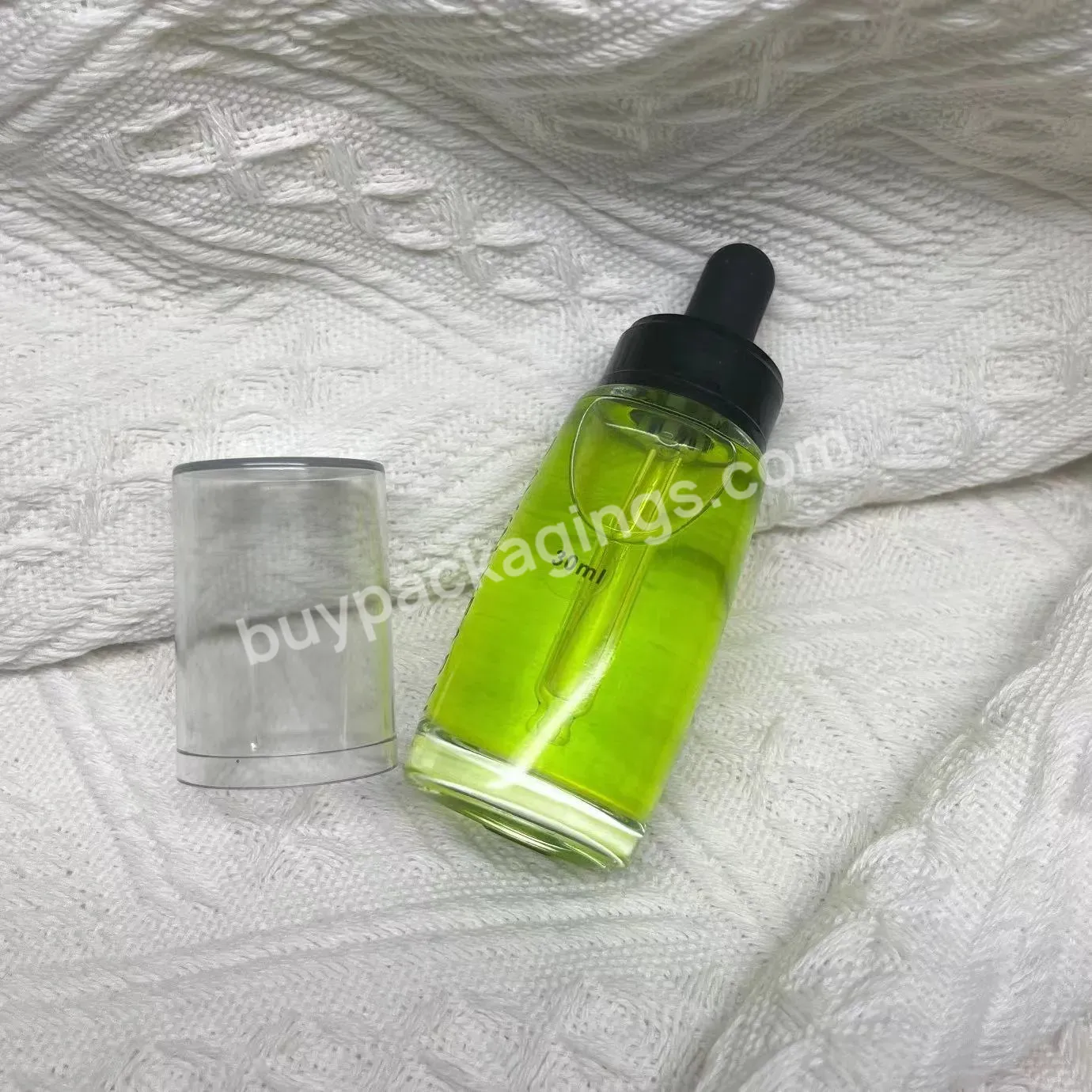 30 Ml Serum Bottles Essence Glass Bottle Black Dropper Essence Skin Care Glass Bottle With Over Cap