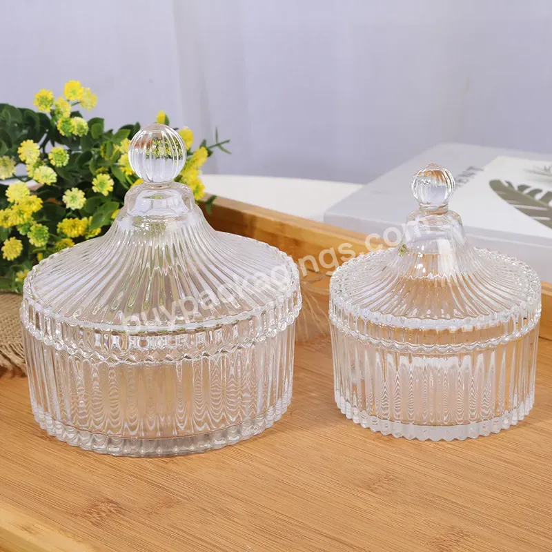 300-500ml Wholesale Yurt Candy Cup Household Dry Fruit Storage Jar With Lid Empty Sugar Jar Clear Glass Storage Jar