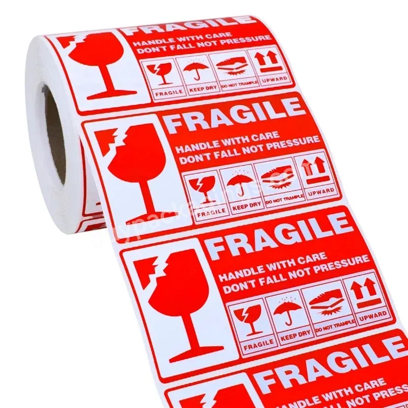 300 Pcs /roll 13 X 7 Cm Red Fragile Warning Label Sticker Handle With Care For Transport And Packaging Self-adhesive Label