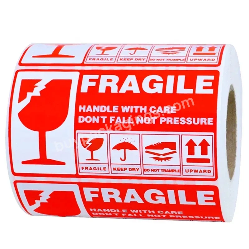 300 Pcs /roll 13 X 7 Cm Red Fragile Warning Label Sticker Handle With Care For Transport And Packaging Self-adhesive Label