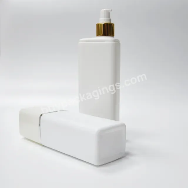 300ml 400ml 500ml Large Capacity White Square Packaging Bottle With Pump Empty Skin Care Lotion Shampoo Shower Gel Bottle