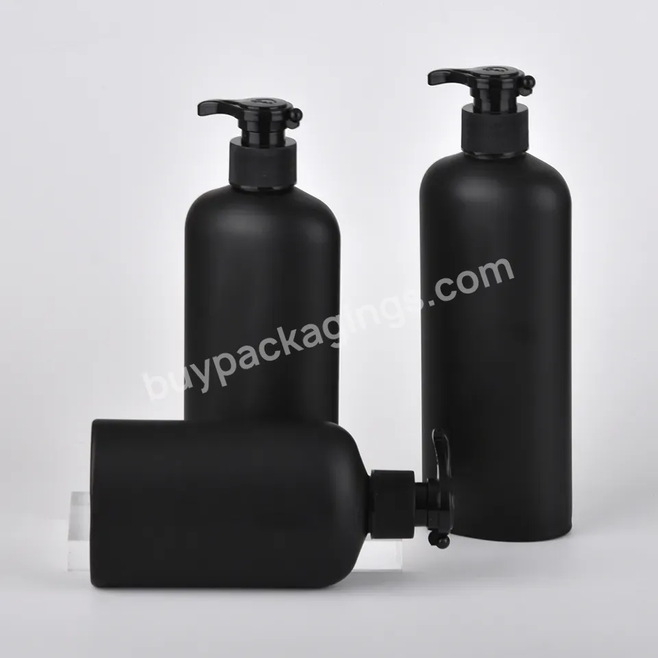 300ml 400ml 500ml Pet Plastic Black Custom Flat Shapeshampoo Shower Gel Hair Conditioner Lotion Pump Container