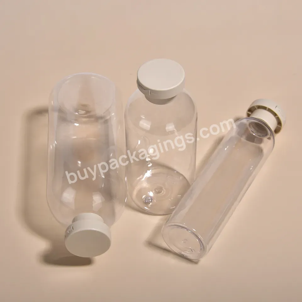 300ml 400ml 500ml Transparent Round Shoulder Pet Plastic Lotion Bottle Cosmetic Bottle With Flip Cap