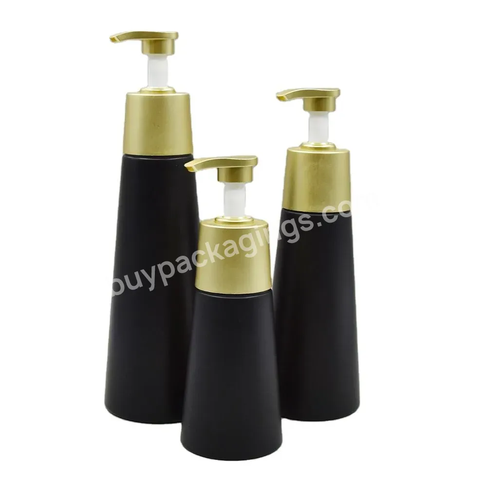 300ml 500ml 700ml Pet Luxury Custom Black Gold Plastic Shampoo Bottle Lotion Pump Luxury Lotion Bottle