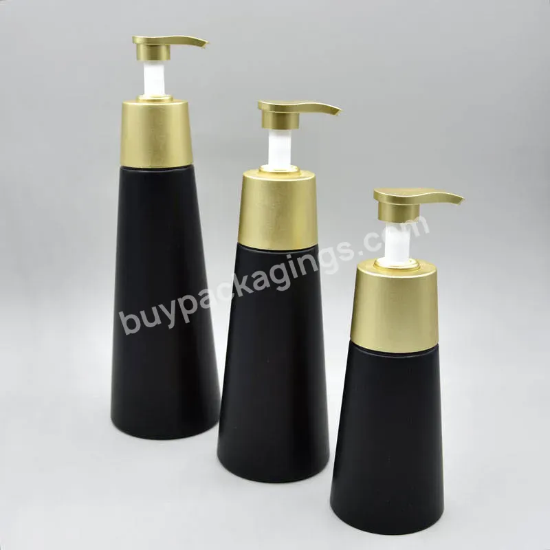 300ml 500ml 700ml Pet Luxury Custom Black Gold Plastic Shampoo Bottle Lotion Pump Luxury Lotion Bottle