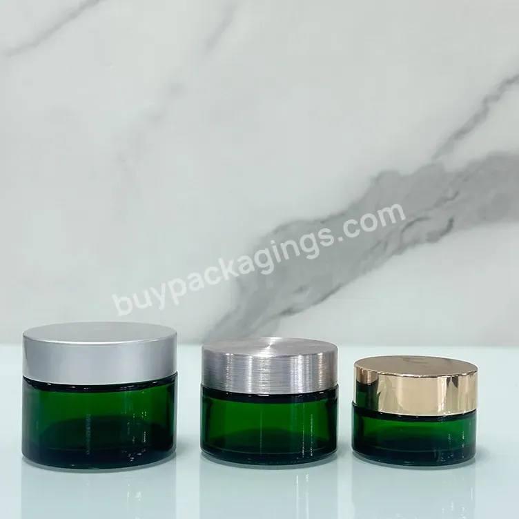 30g 50g 100g Cream Cosmetic Round Jar Green Beauty Care Skin Glass With Plastic Grain Lid For Skin Care - Buy Face Cream Box Pot With Wood Grain Lid Silver Alumite Lids White Inner Liners For Makeup Lip Balms Eyeshadow Travel Sample Skinc,Cosmetic To