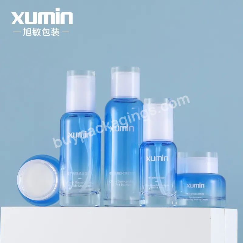 30g 50g 40m 100ml 120ml Cobalt Blue Glass Bottles Set Luxury Glass Bottle For Cosmetics Deep Blue Cosmetic Set Packaging