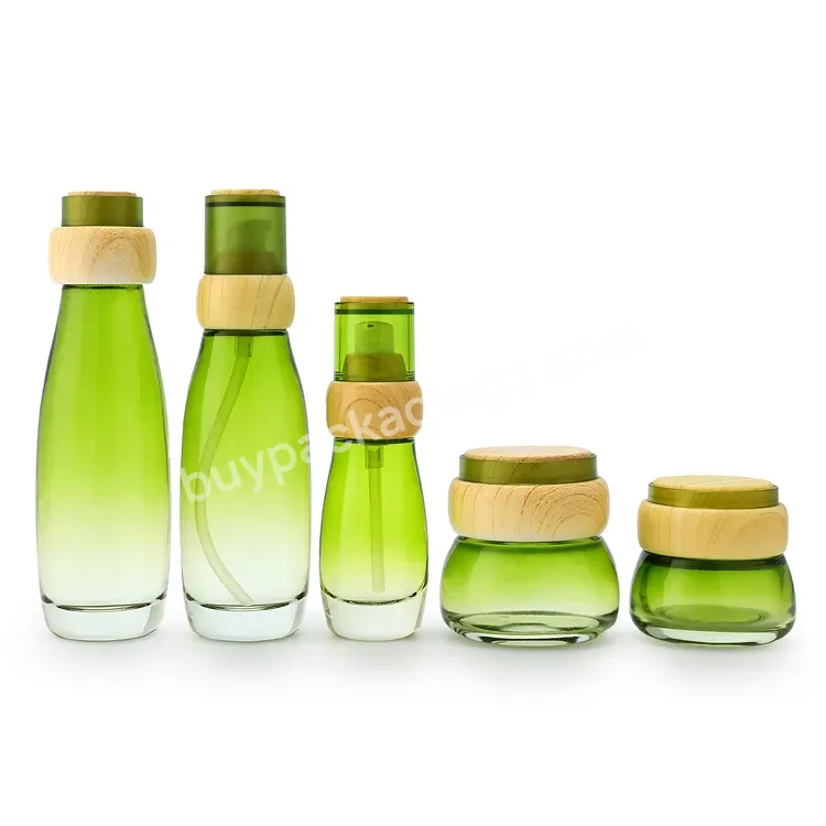 30g 50g 40ml 100ml 120ml Green Glass Spray Bottle Skincare Cream Sets Of Bottles And Jars For Cosmetic Packaging Jar