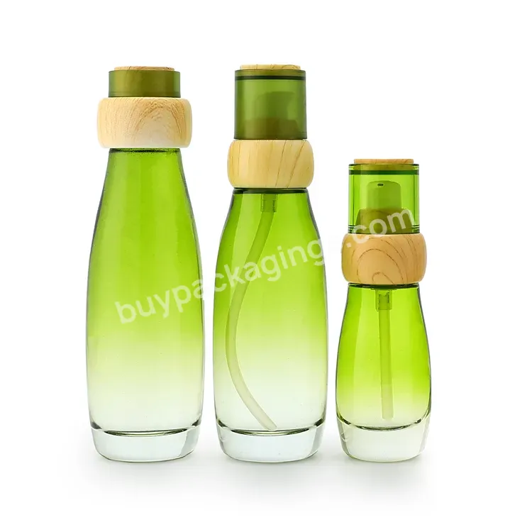 30g 50g 40ml 100ml 120ml Green Glass Spray Bottle Skincare Cream Sets Of Bottles And Jars For Cosmetic Packaging Jar