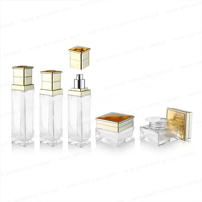 30g 50g 60ml 100ml 120ml Essence Emulsion Press Pump Head Glass Bottle Glass Cream Jar Glass Lotion Bottle With Pump For Sikinca