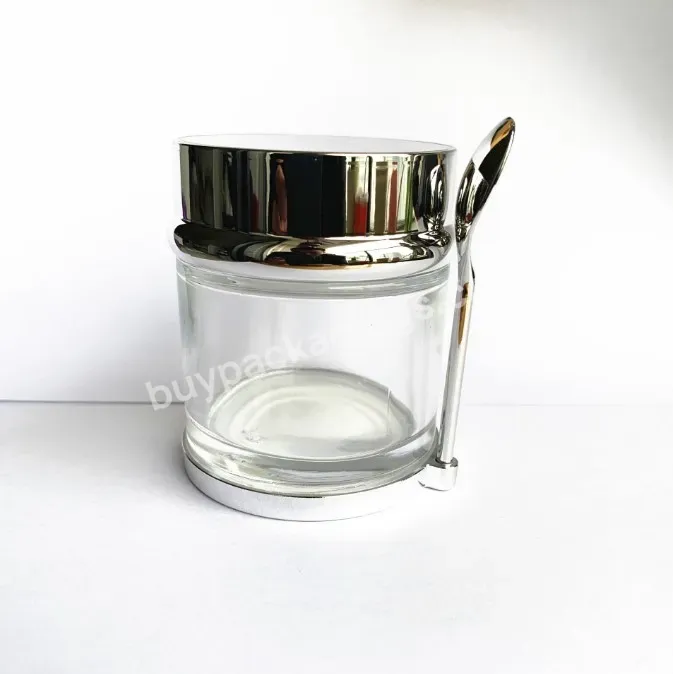 30g 50g 80g High Quality Moisturizing Cream Bottle Glass Mask Cream Jar With Gold Cap With Gold Spoon