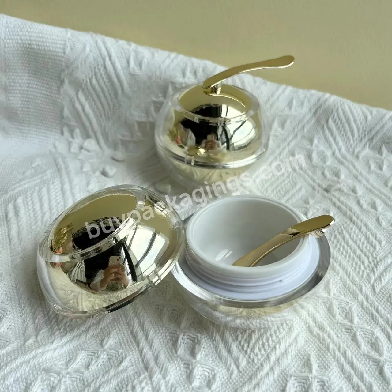 30g 50g Apple Shape Acrylic Cream Jar Pp Internal Material With Magnetic Spoon