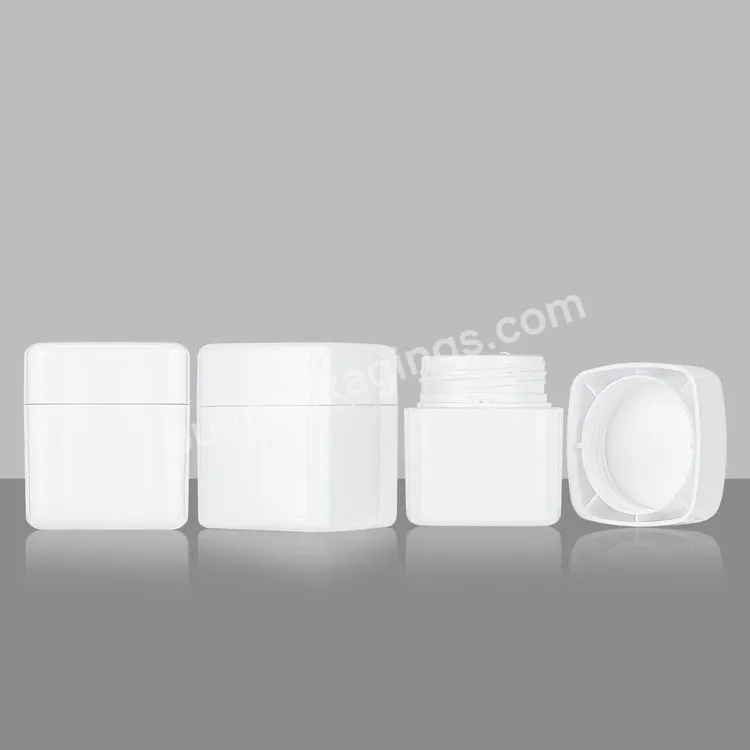 30g 50g Cosmetic Skin Care Packaging Container Luxury Pp Plastic White Empty Face Cream Jar Square Jar For Cream