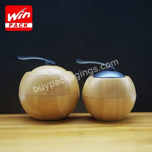 30g 50g Eco Friendly Cosmetics Packing Apple Shape Full Bamboo Plastic Jar For Skincare Cream