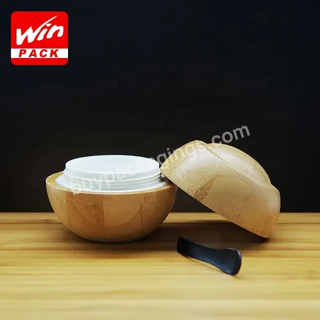 30g 50g Eco Friendly Cosmetics Packing Apple Shape Full Bamboo Plastic Jar For Skincare Cream