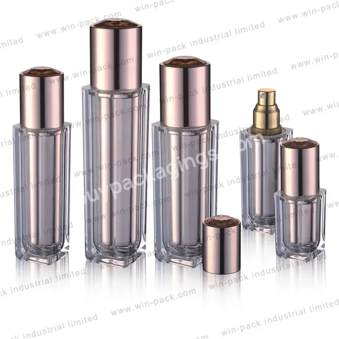 30g 50g Luxury Diamond Cap Clear Square Acrylic Plastic Jar Makeup Jars Wholesale Containers For Cosmetic Products