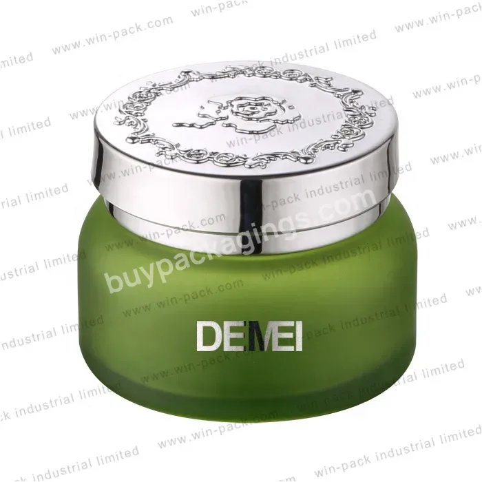 30g 50g Luxury Empty Cosmetic Gold Glass Face Cream Jar High Quality New Container With Embossing Flower