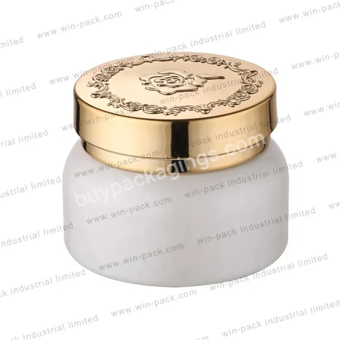 30g 50g Luxury Empty Cosmetic Gold Glass Face Cream Jar High Quality New Container With Embossing Flower