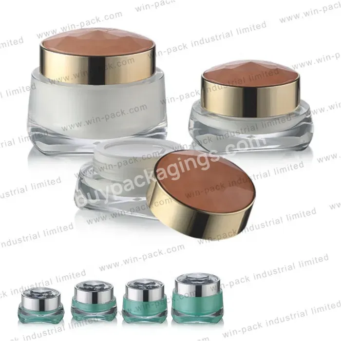 30g 50g Luxury Fancy Shape Dual Wall Cosmetic Skin Care Plastic Facial Cream Acrylic Jars With Lids