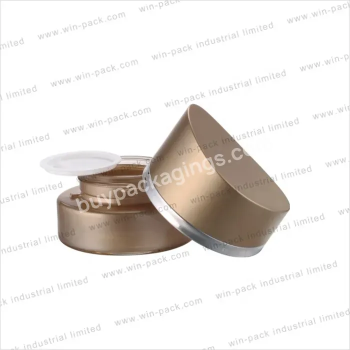 30g 50g Matte Gold Round Glass Cosmetic Cream Jar Wholesale With Lid With Silver Edge For Skincare Cream Packaging