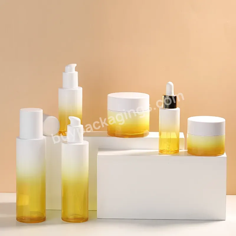 30g 50ml Cosmetic Jars 30ml Plastic Skincare Bottles 150ml Toner Bottles 120ml Gradient Yellow Petg Lotion Bottles With Pump