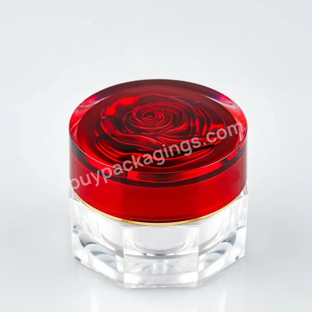 30g Wine Red Straight Octagonal Bottle Cosmetic Packaging Plastic Jars Face Cream Jar Can Print Logo