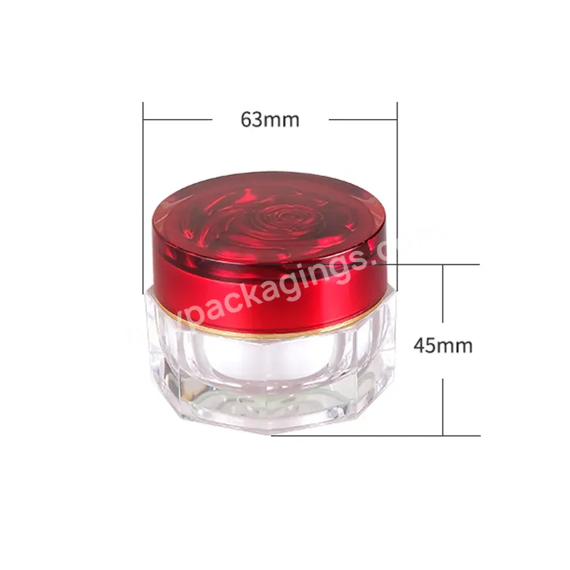 30g Wine Red Straight Octagonal Bottle Cosmetic Packaging Plastic Jars Face Cream Jar Can Print Logo