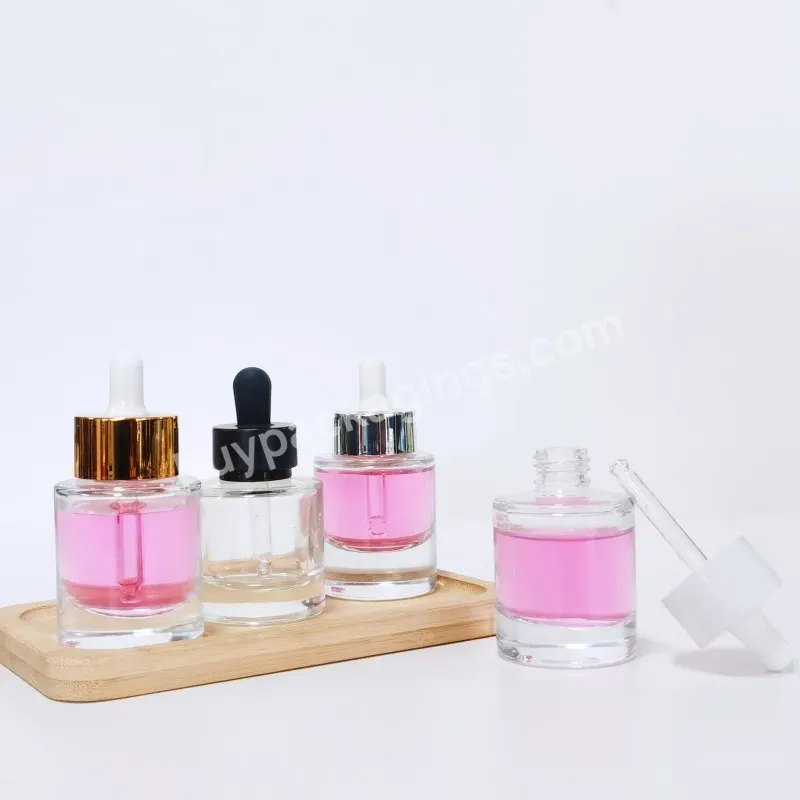 30ml 1 Oz Thick Bottom Clear Round Shape Glass Serum Dropper Bottle For Essential Oil Glass Bottle