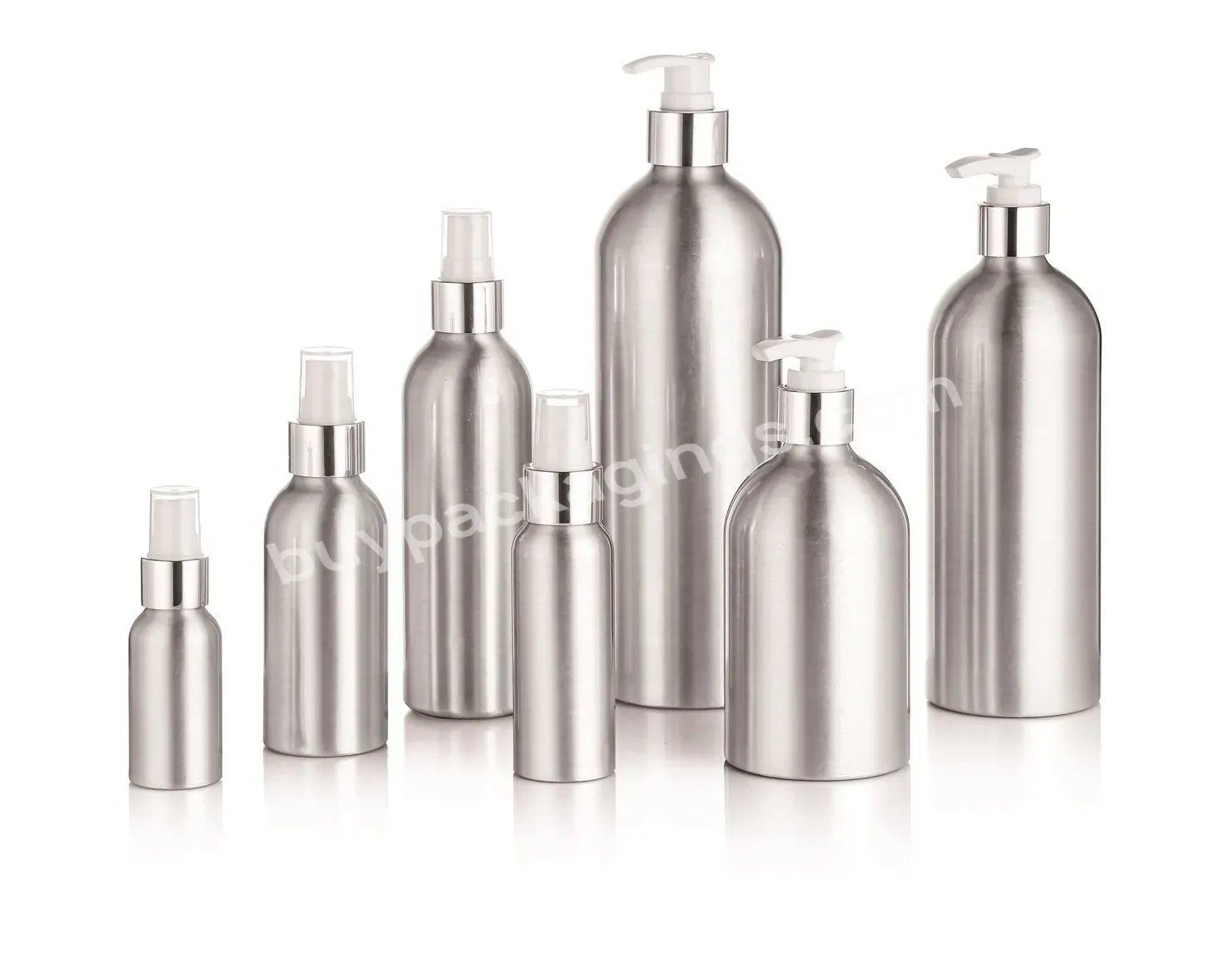 30ml-1000ml Metal Aluminum Refillable Recycled Aluminum Lotion Pump Bottle Shampoo Gel Bottles