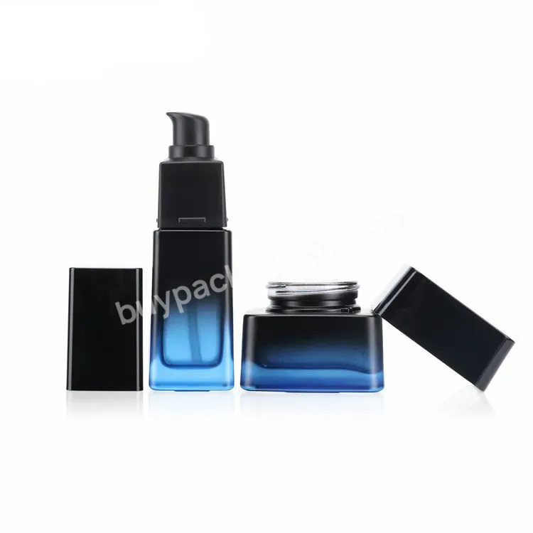 30ml 100ml 120ml 150ml Cosmetic Set Packaging Square Lotion Bottle Glass Jar For Cosmetic Cream