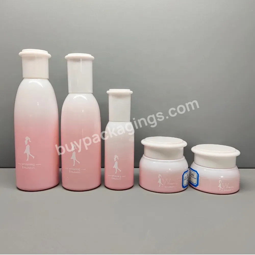 30ml 100ml 120ml Gradient Pink Color Glass Lotion Pump Bottle Cosmetic Personal Care Skin Cream Jar