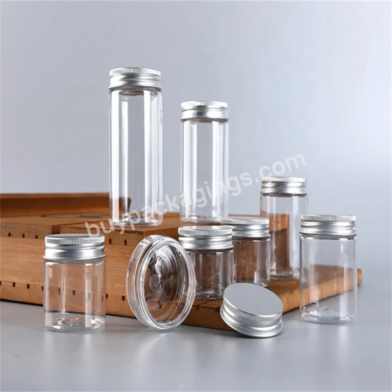 30ml 100ml 500 Ml 750ml Transparent Pet Clear Large Plastic Container Candy Food Jar Pet Can With Aluminum Caps - Buy Cosmetic Jar,Large Plastic Candy Jars With Lids,Plastic Sealed Jar.