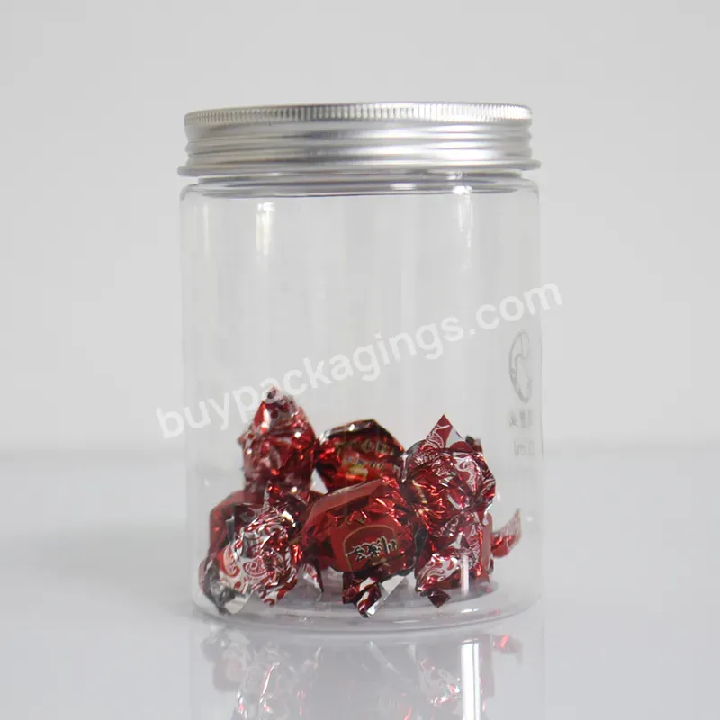 30ml 100ml 500 Ml 750ml Transparent Pet Clear Large Plastic Container Candy Food Jar Pet Can With Aluminum Caps - Buy Cosmetic Jar,Large Plastic Candy Jars With Lids,Plastic Sealed Jar.