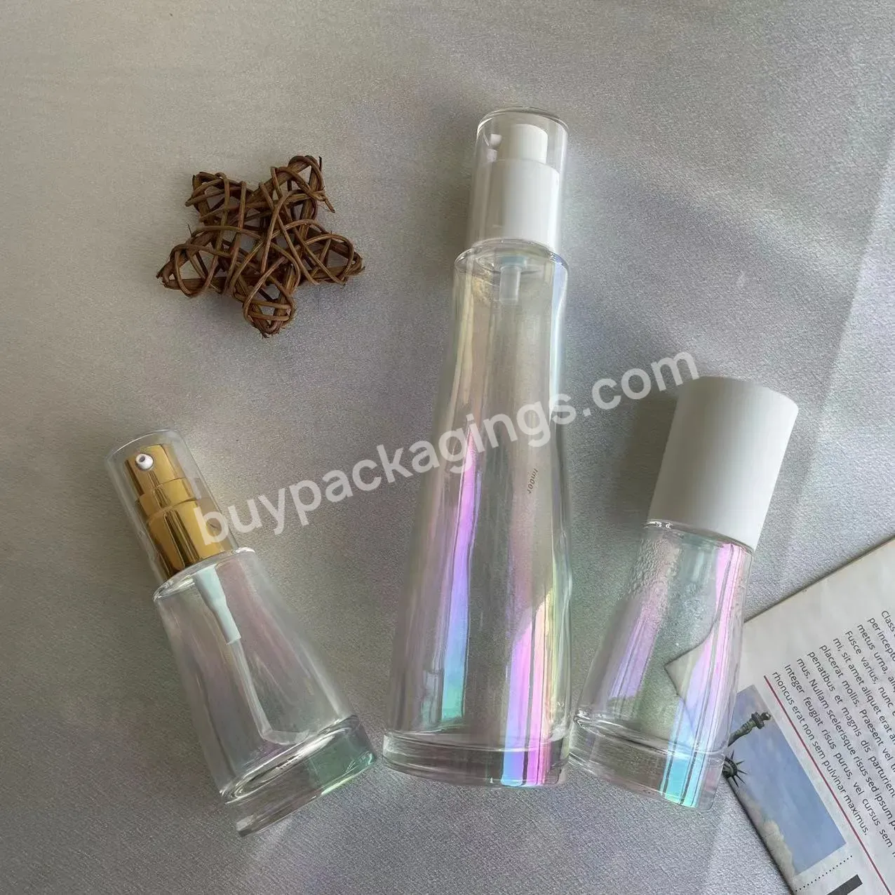 30ml 120ml Glass Luxury Empty Unique Lotion Bottles Pump Cream Liquid Bottle Serum Screen Printing Cosmetic Packaging