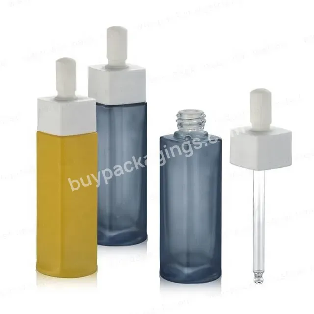 30ml 1oz Colored Flat Square Clear Glass Essential Oil Bottle With Serum Dropper For Body Care