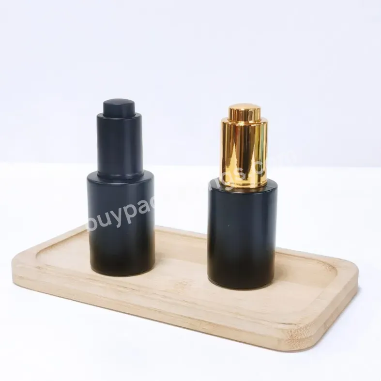 30ml 1oz Flat Shoulder Frosted Black Color Skin Care Glass Serum Bottle Essential Oil Glass Dropper Bottle