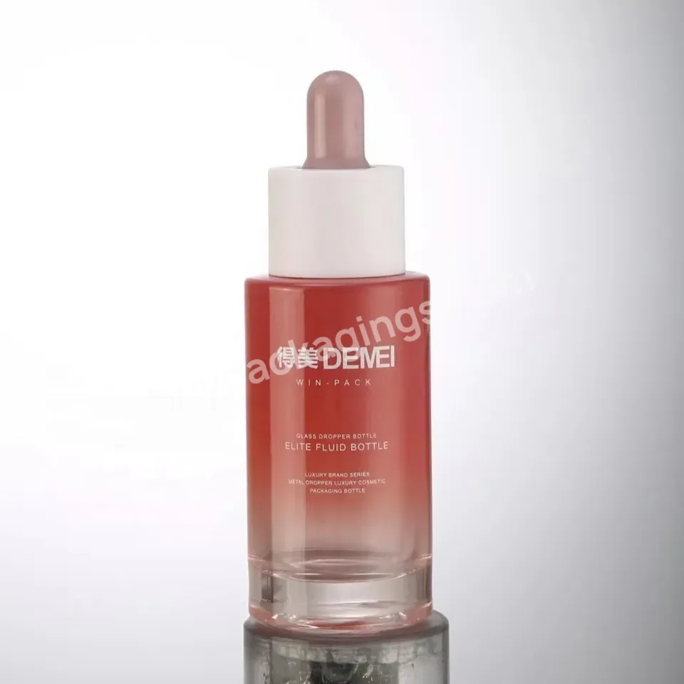 30ml 1oz Gradient Red Glass Cosmetic Container With Plastic Dropper For Oil Serum