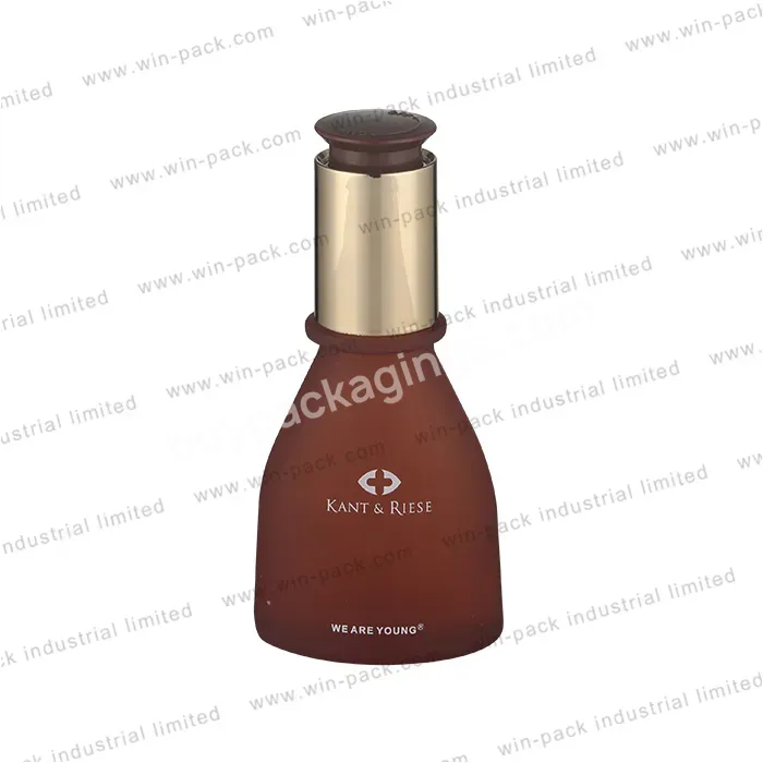 30ml 1oz Matte Red Color Oval Bottom Glass Bottle With Gold Button Press Dropper With Lock