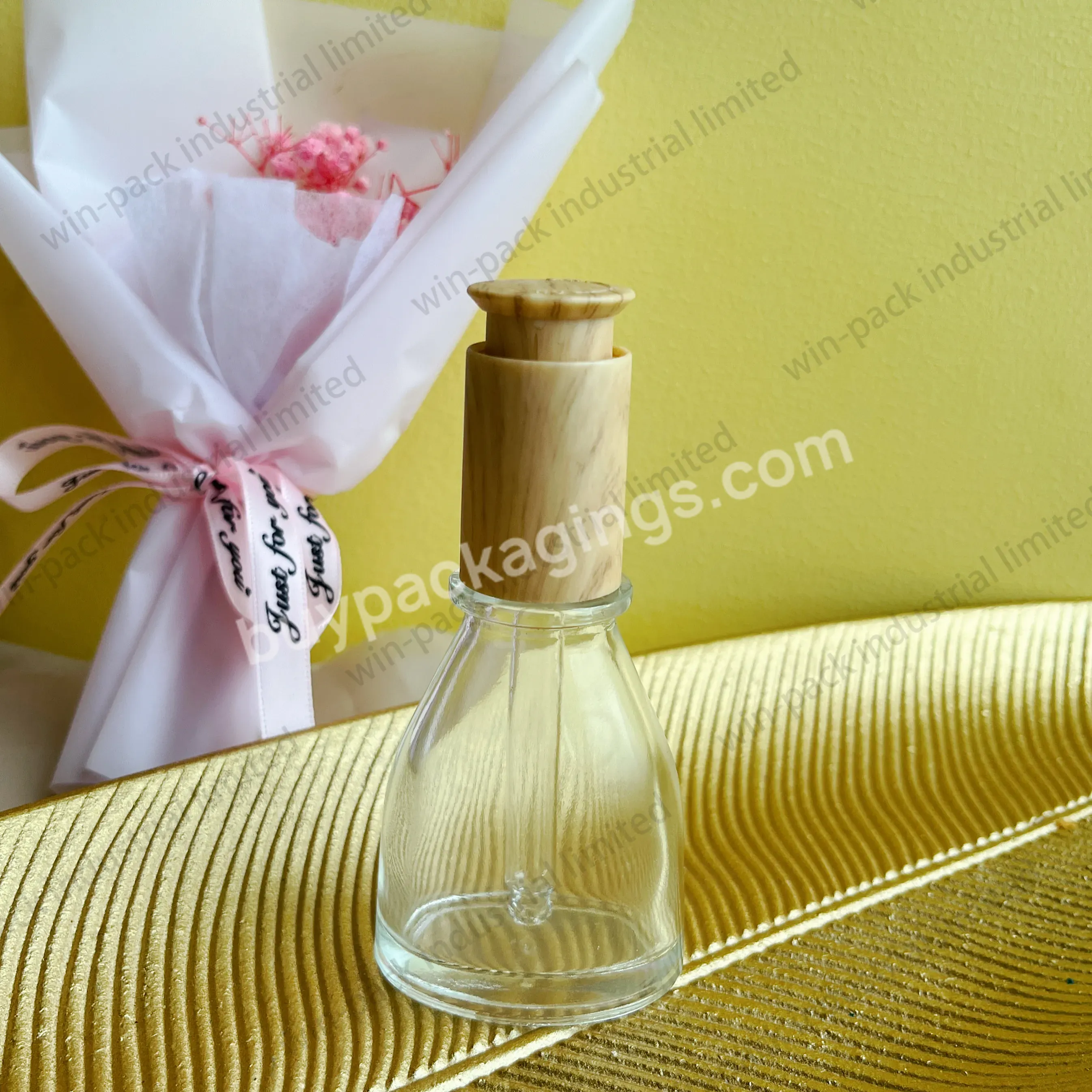 30ml 1oz Matte Red Color Oval Bottom Glass Bottle With Gold Button Press Dropper With Lock